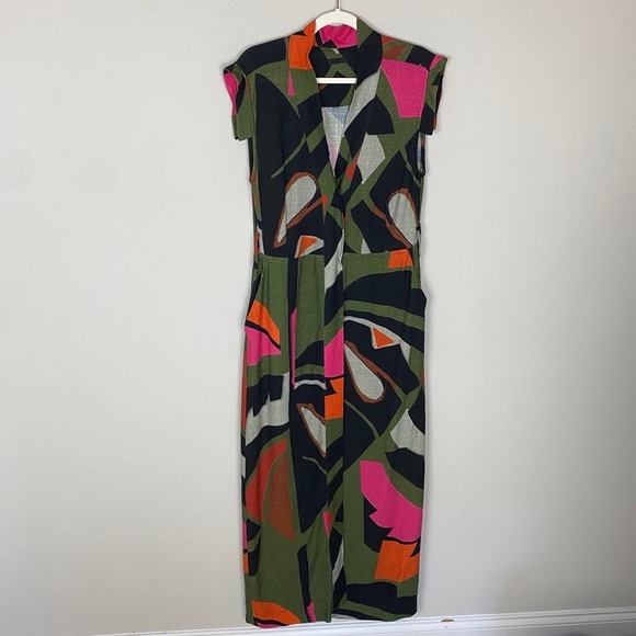 Osklen Dresses & Skirts - Osklen Foliage Print Maxi Wrap Dress Abstract Print Sleeveless Womens Large